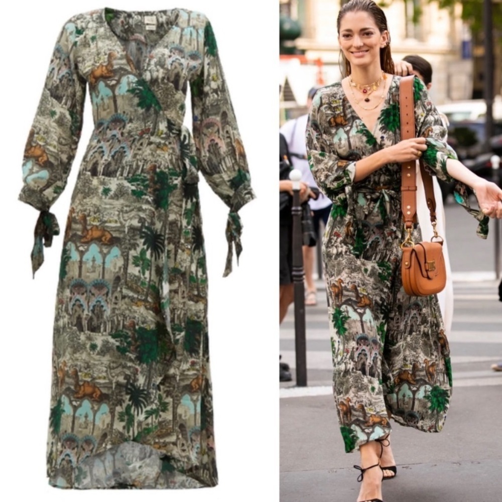 Chufy Jamal Crepe Wrap Dress In Multi XS